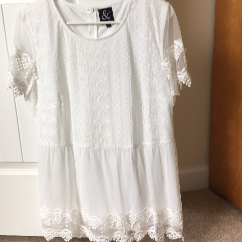 Dreamy white, embroidered, peplum blouse